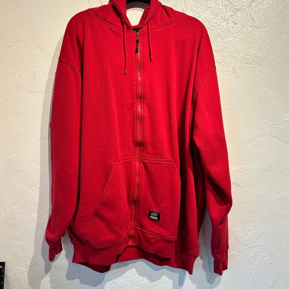 Berne Men's Size 3XL Thermal Lined Hoodie Workwear Red Gray Full Zip Front